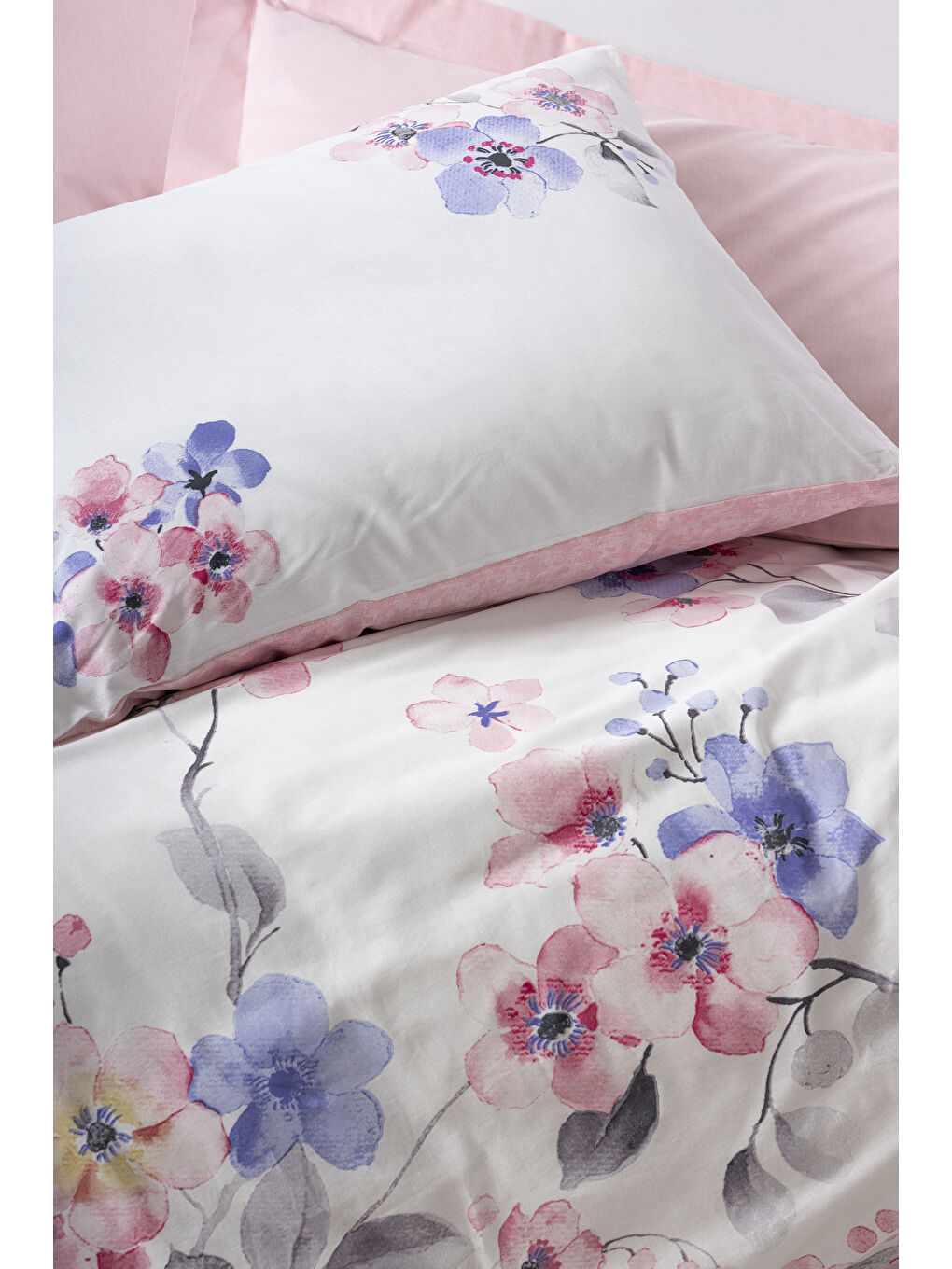 Karışık Pamuk Box Modeline Çift Kişilik Nevresim Takımı Jayda Pembe-2