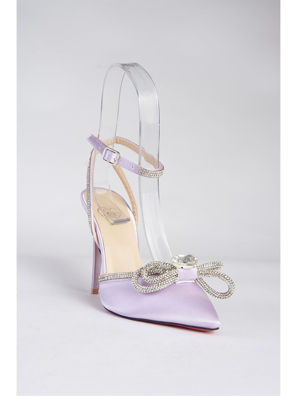 Lila Saten Kumaş Taşlı Kadın Topuklu Ayakkabı K654051204-3