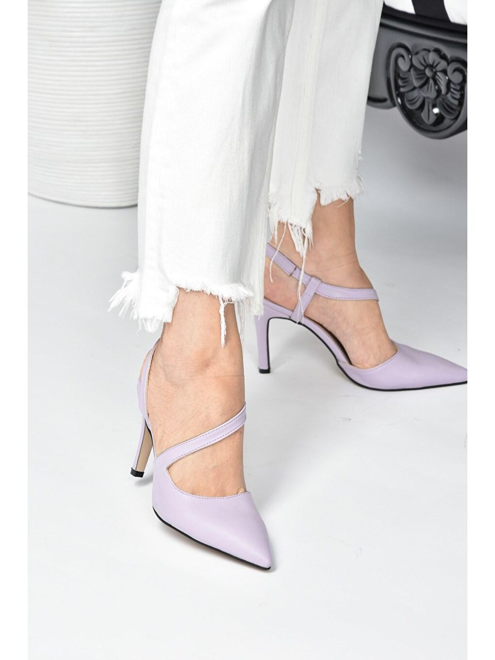 Lila Sivri Burun Kadın Topuklu Ayakkabı K404910809-2