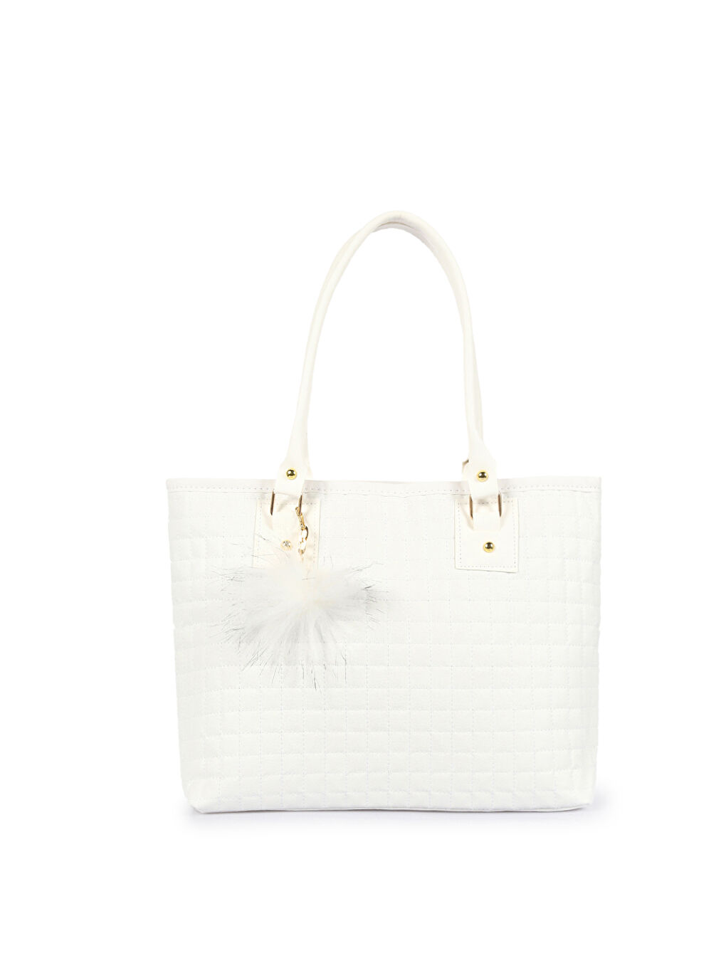 Beyaz Nakışlı Kol ve Omuz Çantası