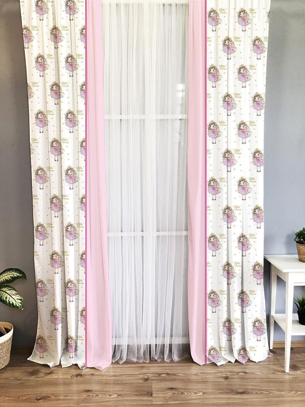 Karışık Balerin Kız Desenli Çocuk Ve Bebek Odası TEK KANAT Fon Perde