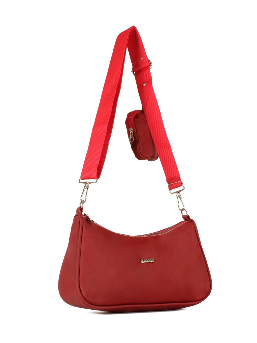 Kırmızı Kadın Saten Cüzdanlı Baget Omuz Çantası (10511)-1