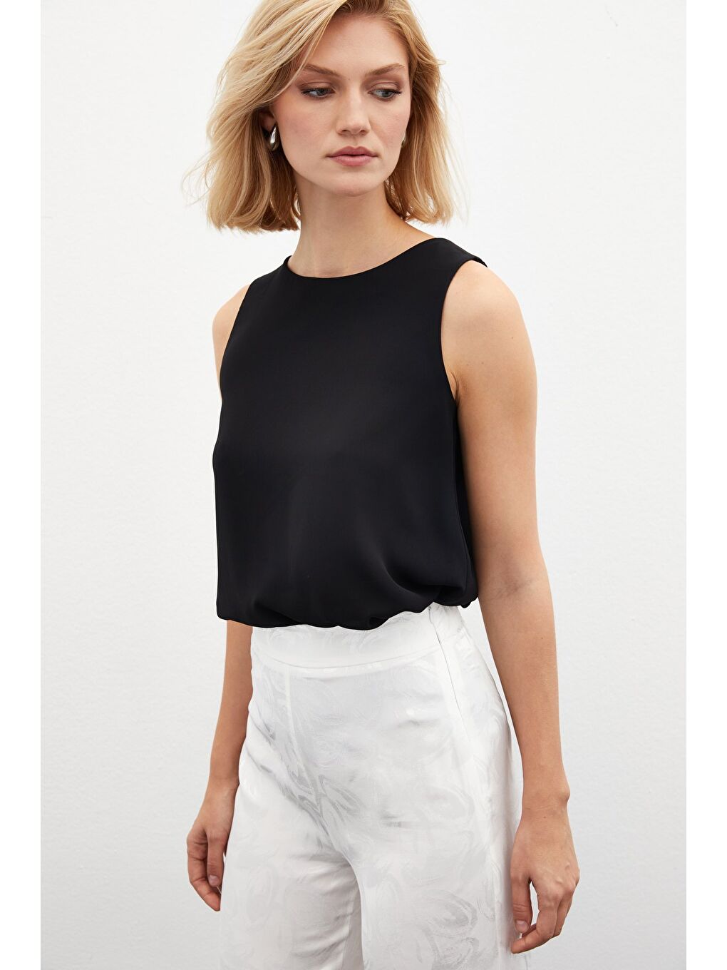 Kolsuz Salaş Bluz - Siyah-3