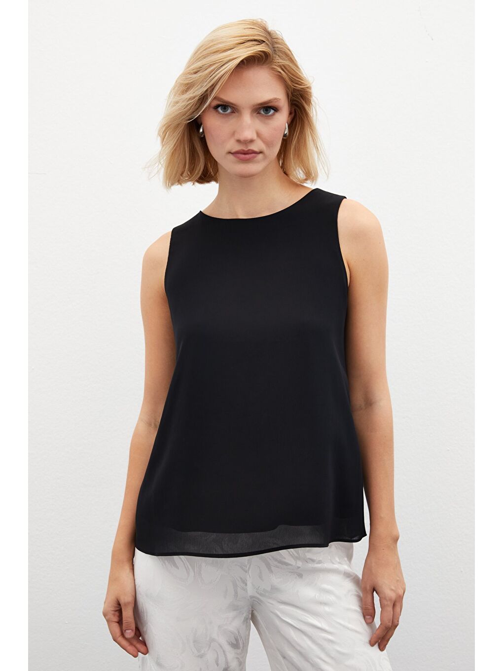 Kolsuz Salaş Bluz - Siyah-4