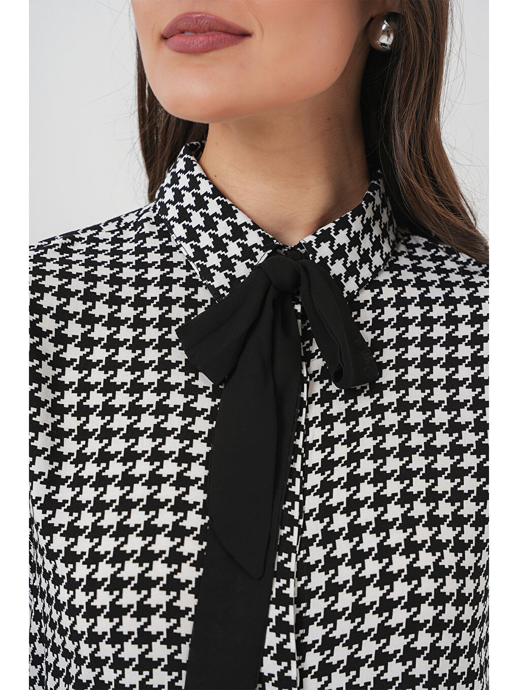 3768 Desenli Viskon Gömlek - Siyah - Beyaz-3