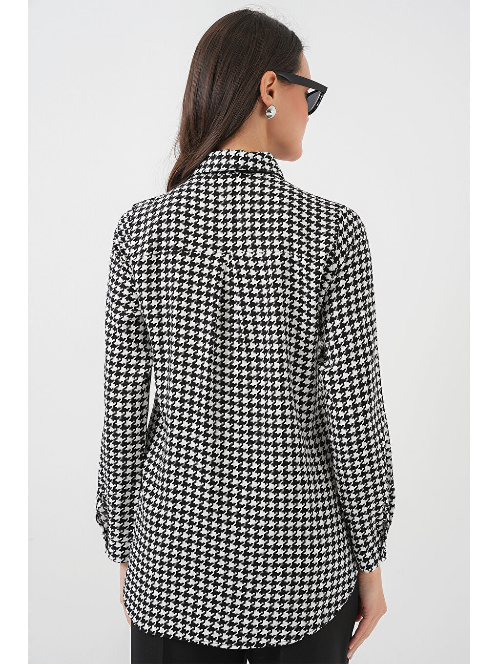 3768 Desenli Viskon Gömlek - Siyah - Beyaz-5