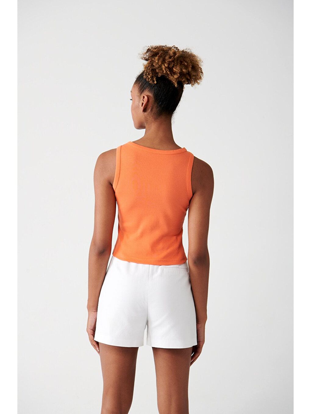 Turuncu Bisiklet Yaka Pamuklu Atlet-3