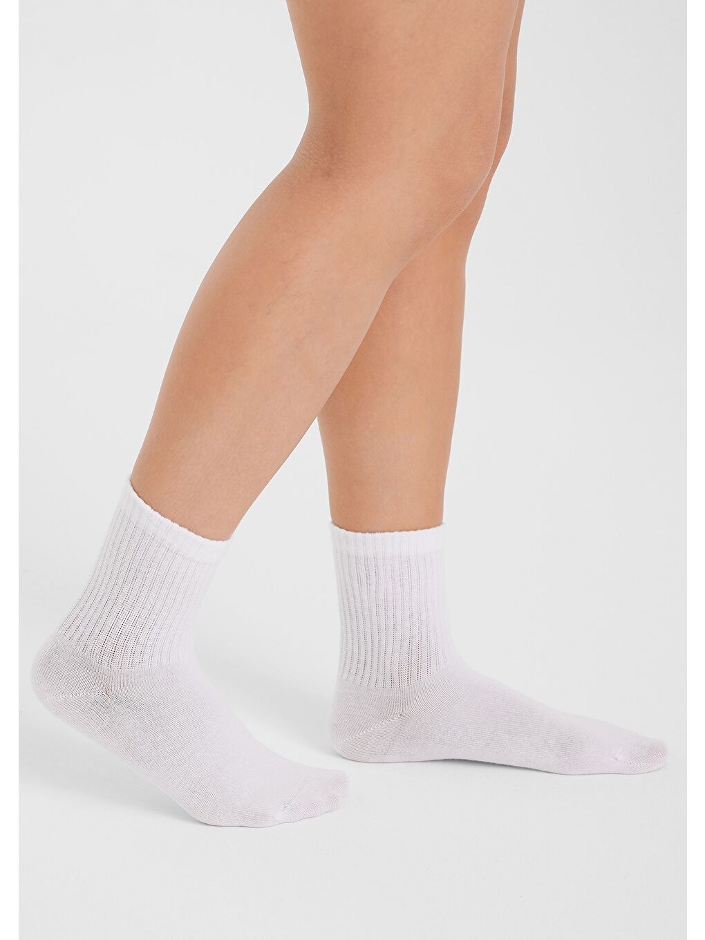 Beyaz Derbili Pamuklu Dikişsiz Tenis Soket Çorap 36-41-1