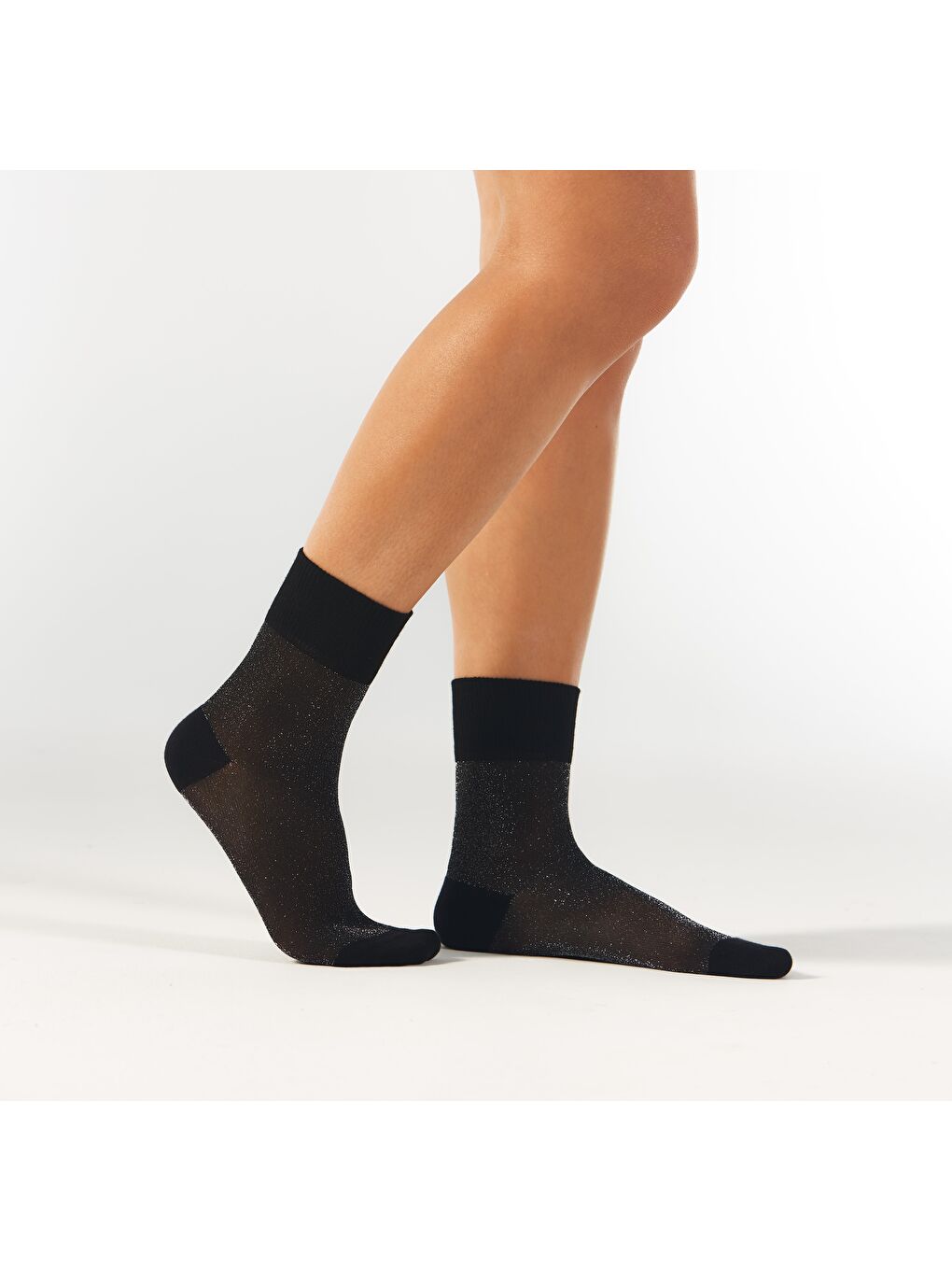 Black Shine Parlak Simli Siyah Dikişsiz Kadın Soket Çorap 36-41-2