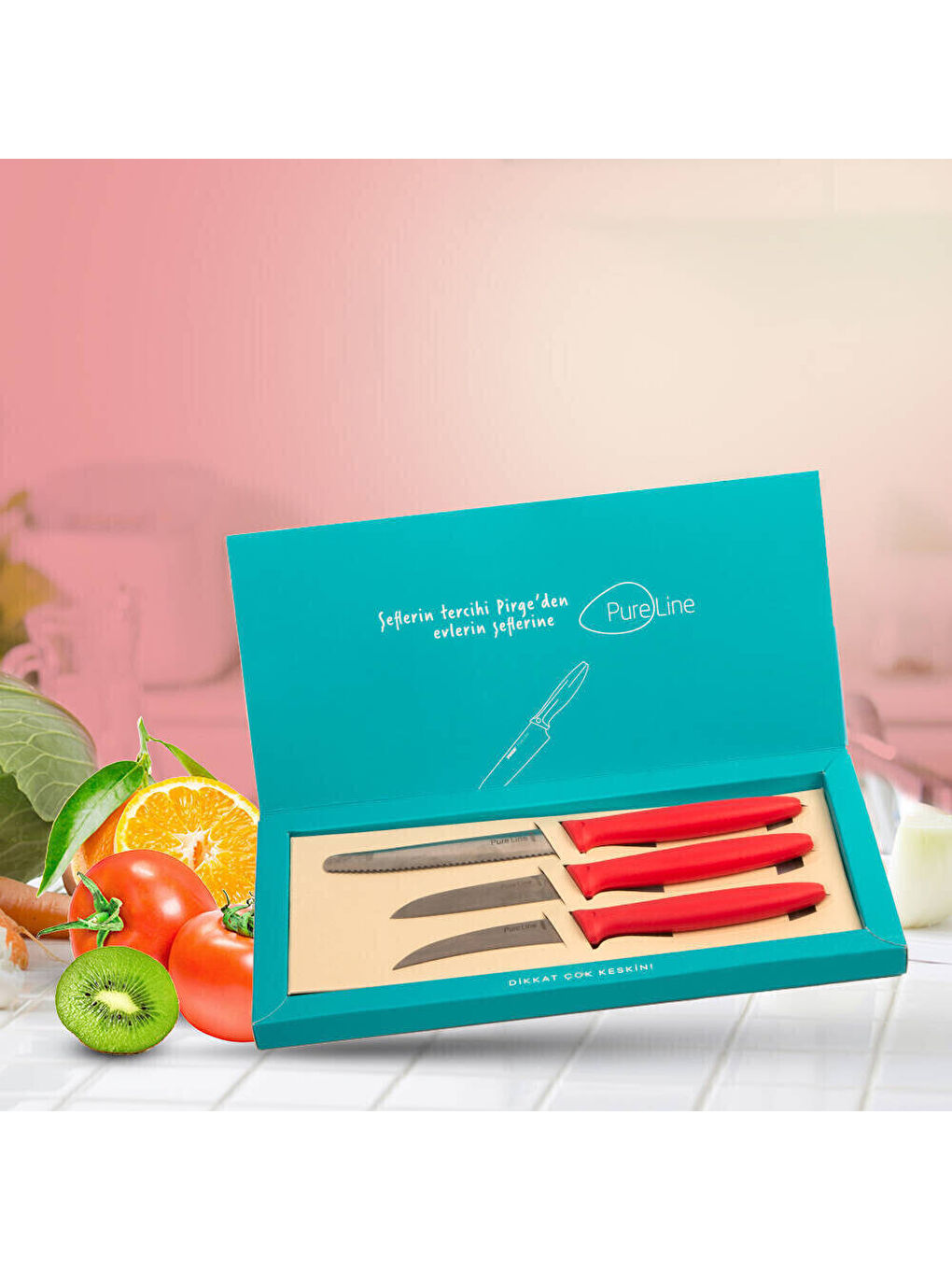 Kırmızı Pure Line Sebze Meyve Bıçak Seti-1