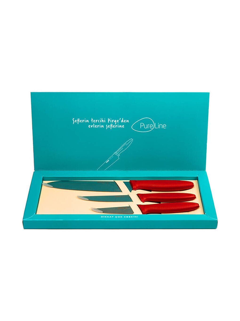 Bordo Pure Line 3 lü Mutfak Bıçak Seti
