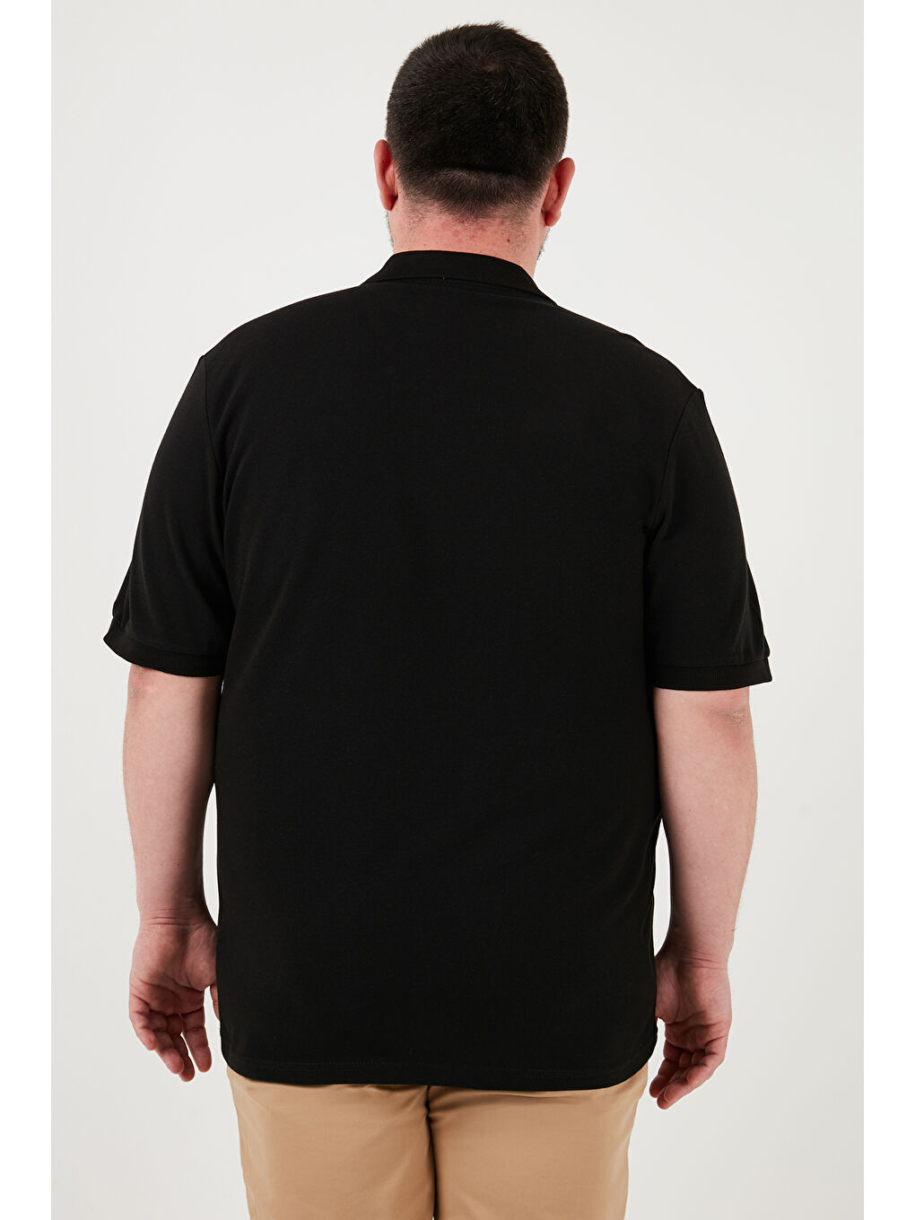 Siyah Pamuklu Regular Fit Büyük Beden Polo Yaka %100 Pamuk Tişört Erkek %100 Pamuk Tişört 5902127B-5