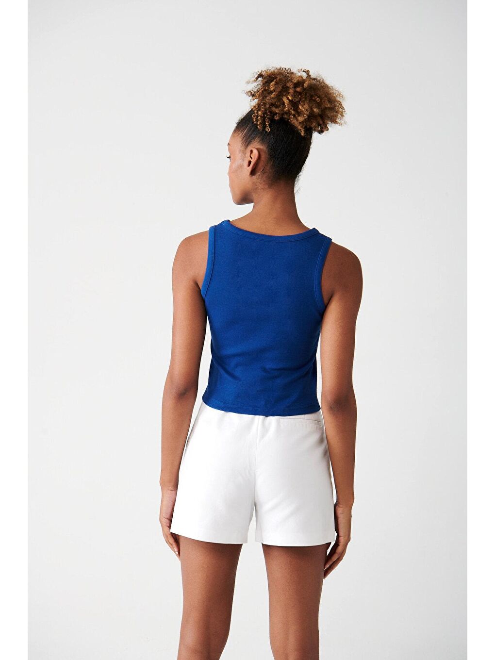 Mavi Bisiklet Yaka Pamuklu Atlet-3