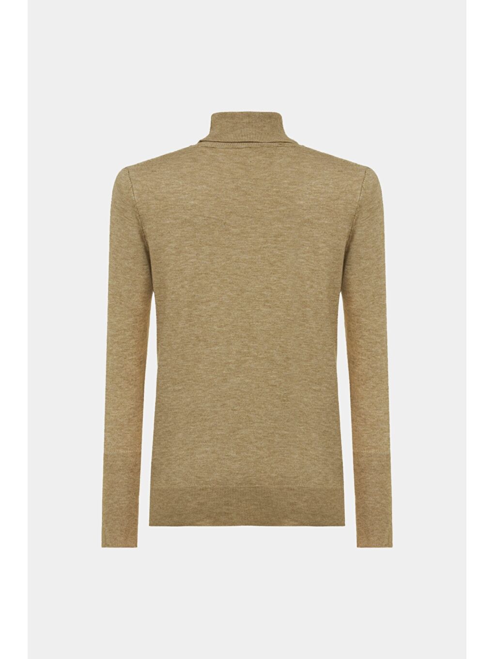 Kahverengi Kadin Viskoz Karışımlı Vücuda Oturan Boğazlı Uzun Kol Kazak-1