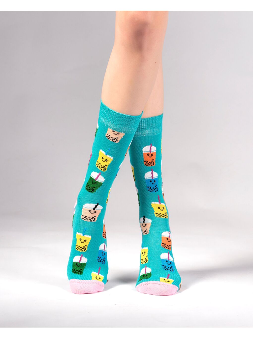 Turkuaz Drink Desenli Çorap-1