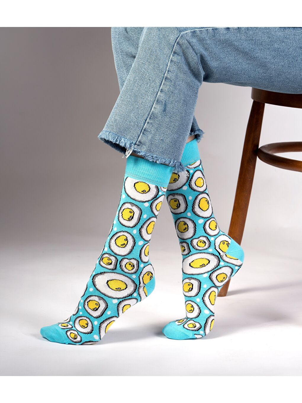 Turkuaz Egg Desenli Çorap-2