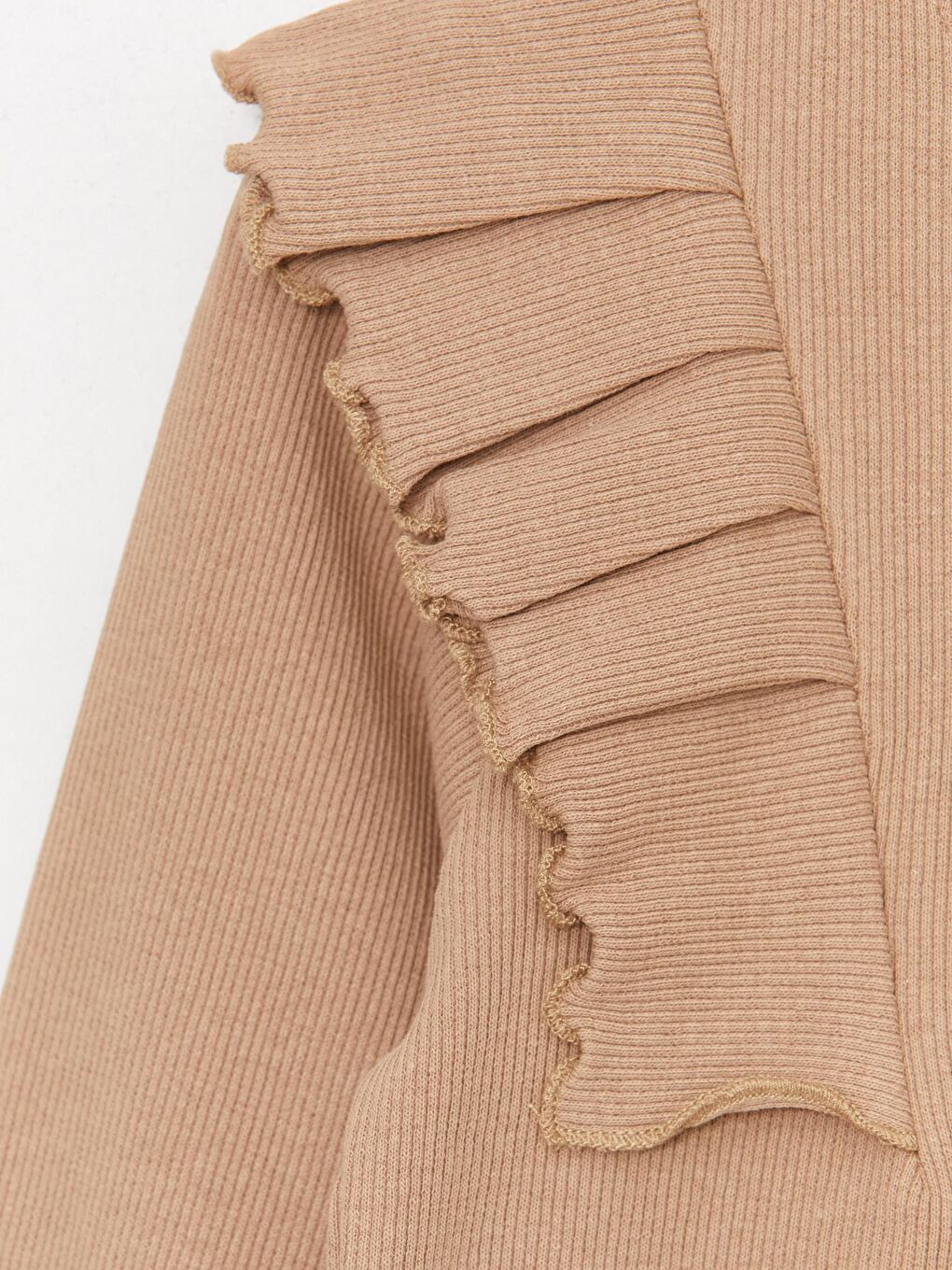 Kahverengi Kız Çocuk Kaşkorse Fırfırlı Bel Boy SweatShirt-1