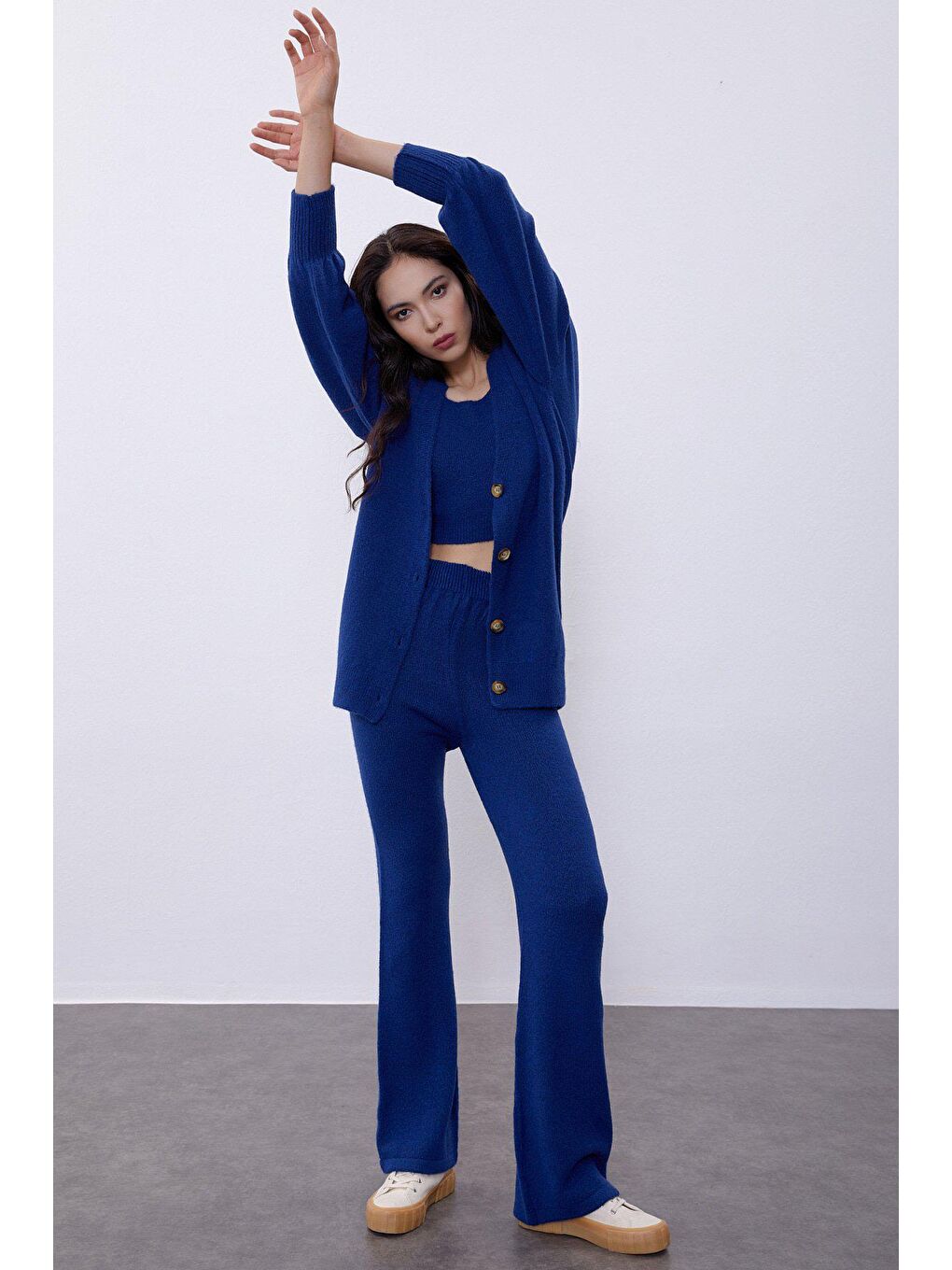 Mavi Atlet Pantolon Hırka Triko Takım-1