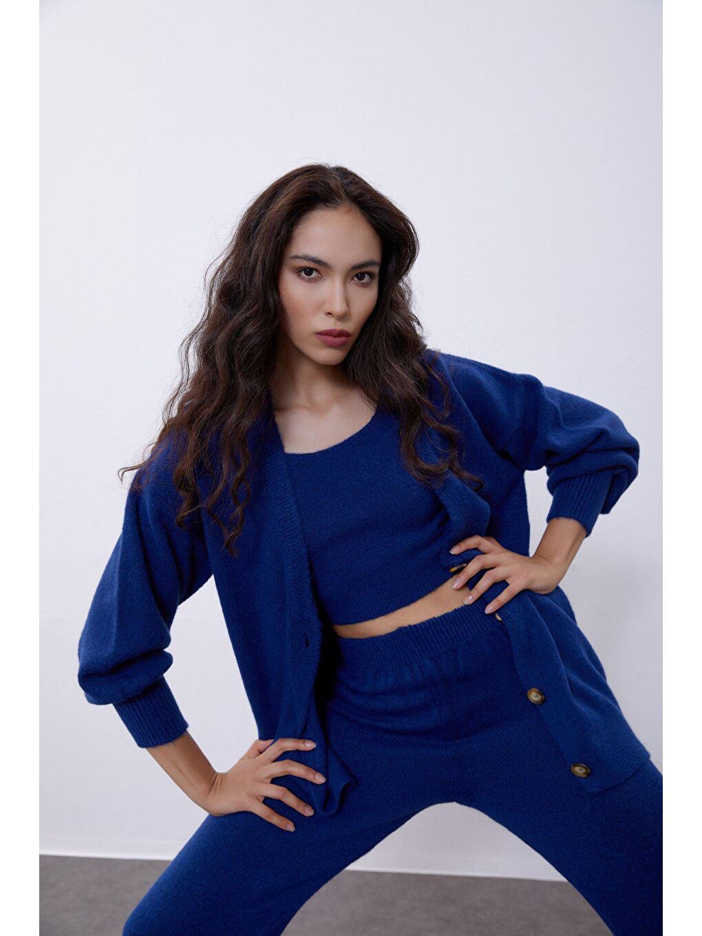 Mavi Atlet Pantolon Hırka Triko Takım-2