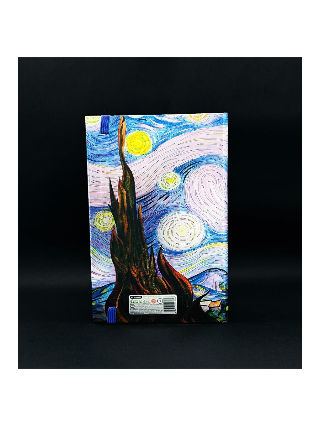 Metal Kapaklı Van Gogh Yıldızlı Gece Tasarımlı Lastikli Defter-3