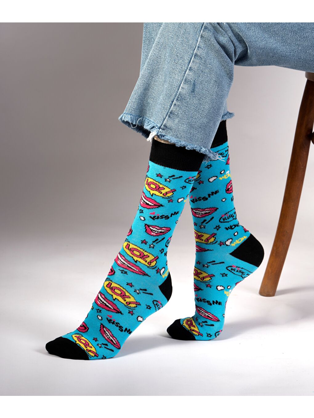 Mavi Pop  Desenli Çorap-2