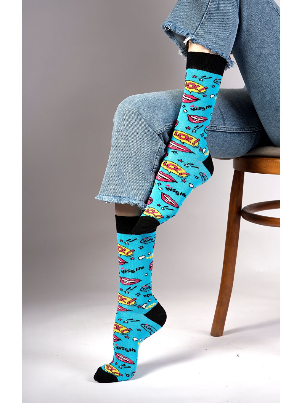 Mavi Pop  Desenli Çorap-3