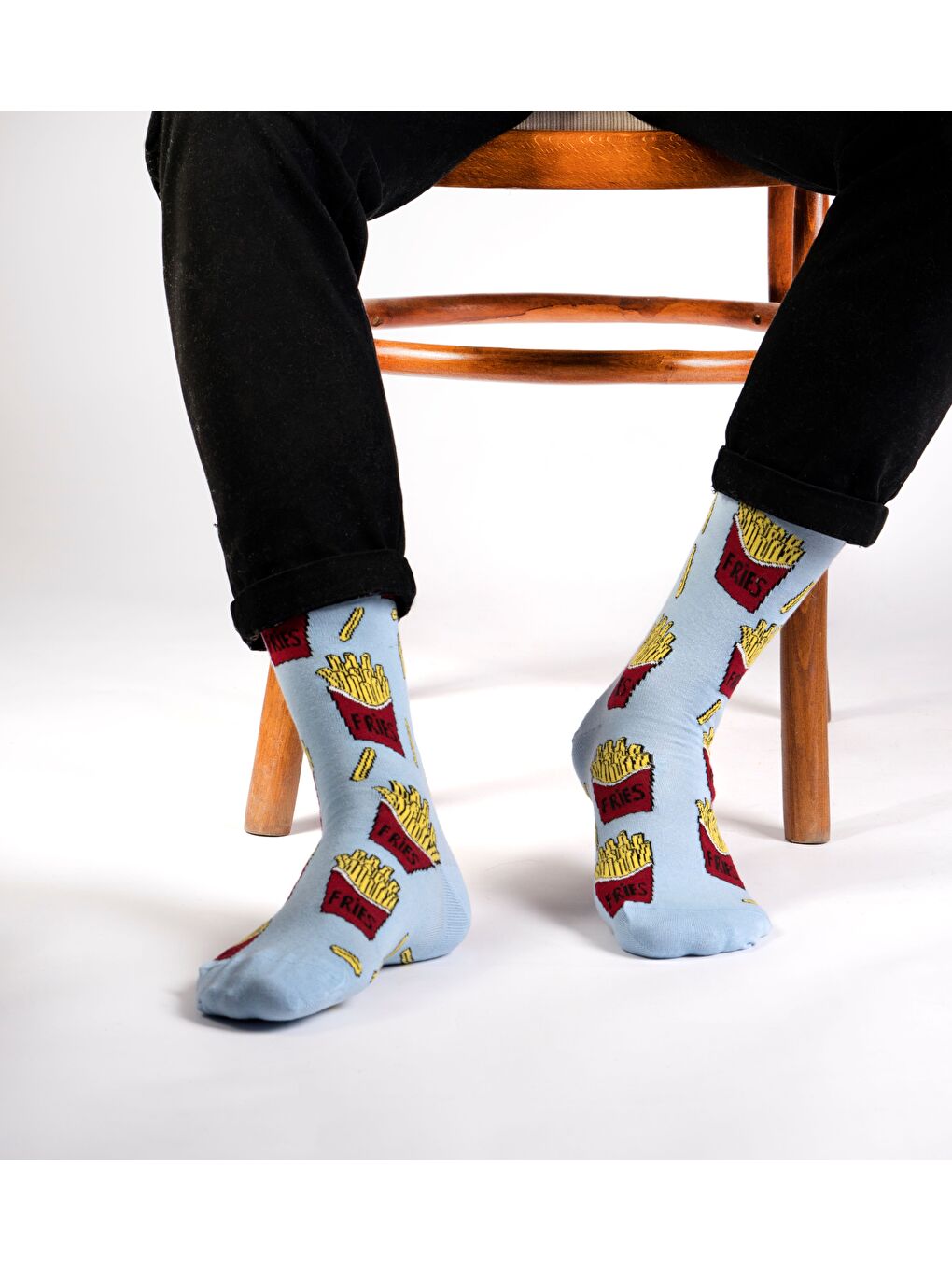 Mavi Fries Desenli Soket Çorap-1