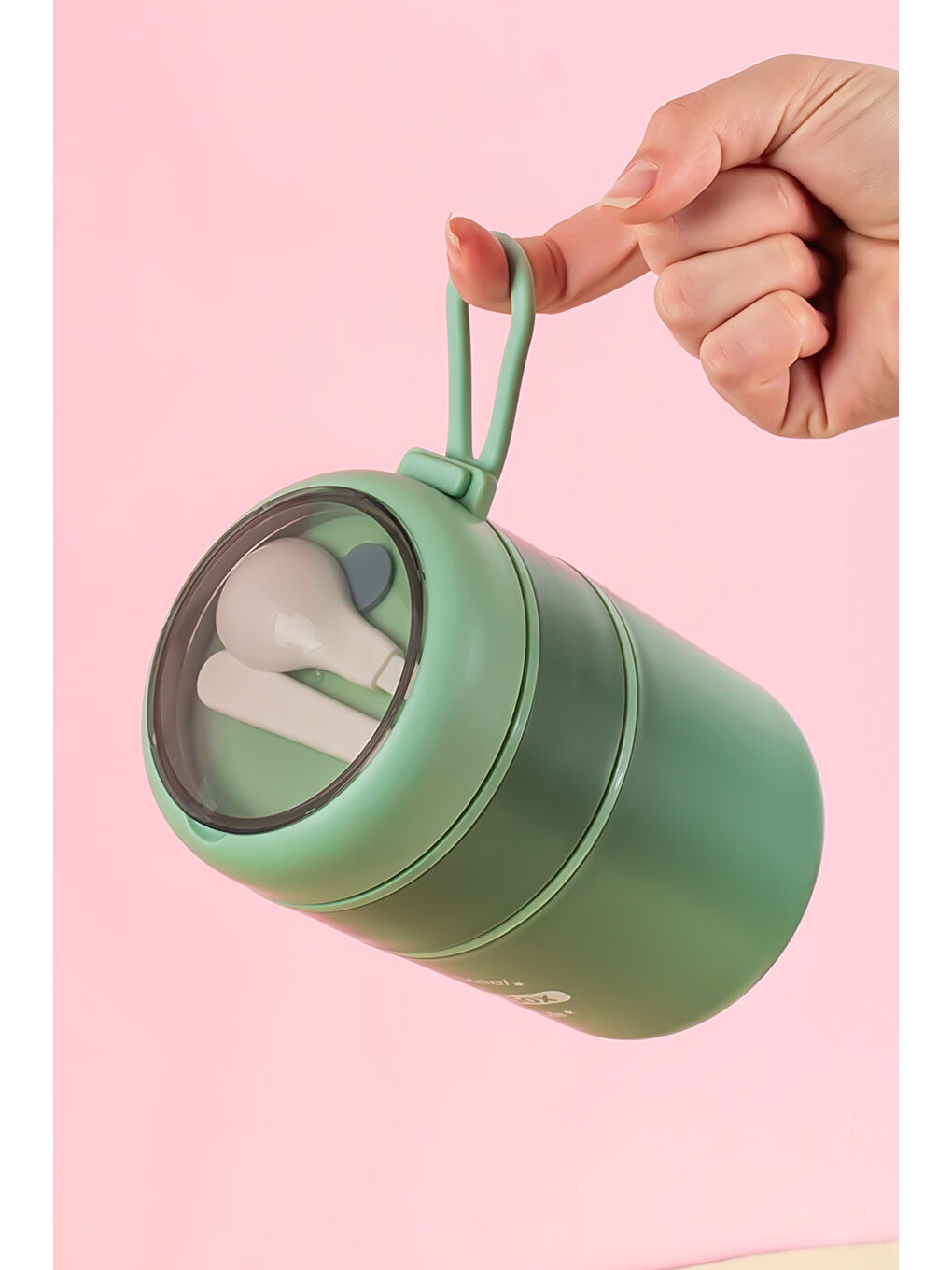 66720 Yemek Termosu Çelik Yemek Termosu Lunch Box Taşınabilir Yemek Kabı Termos 710ML -Pembe-1