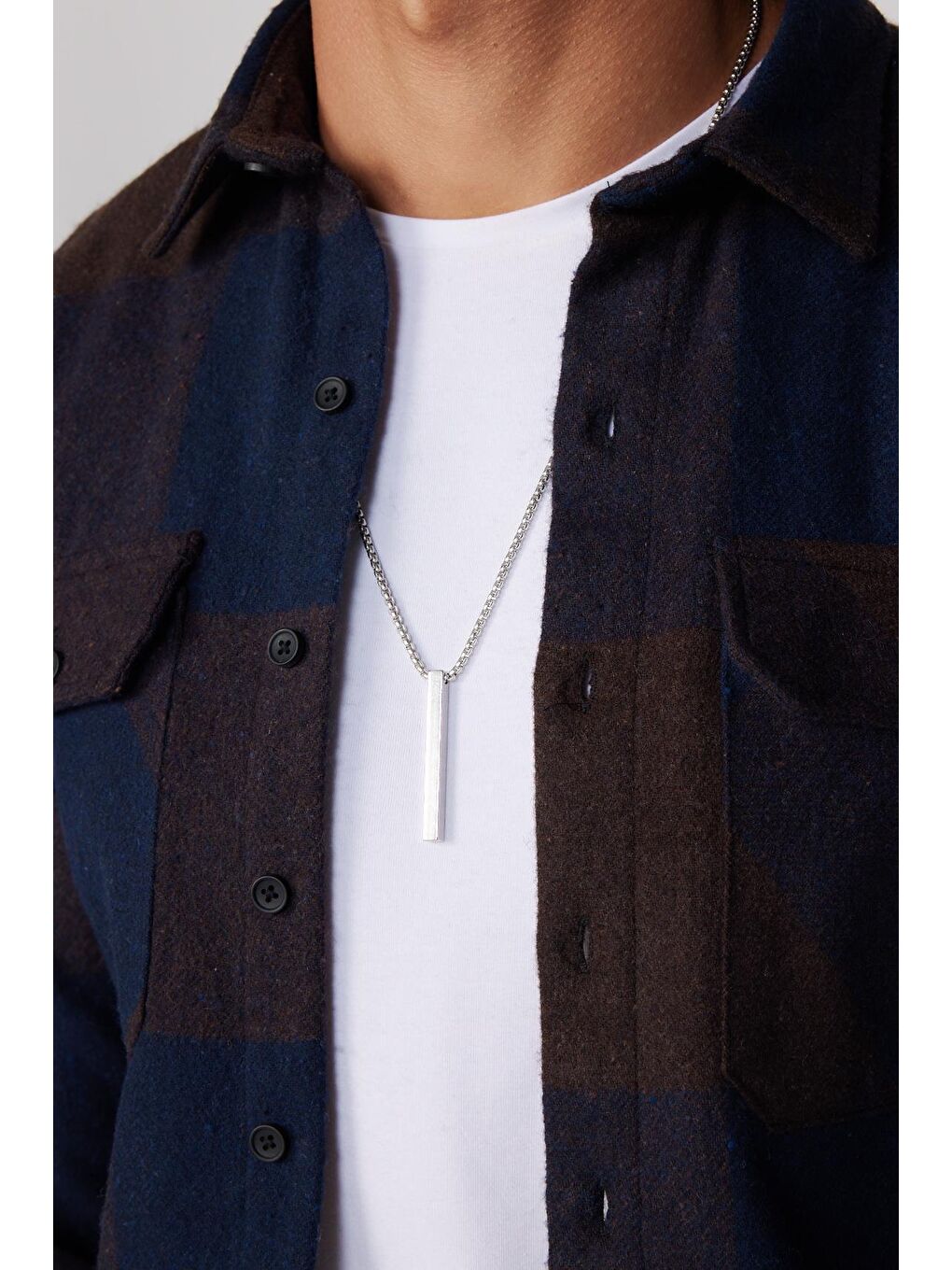 Karışık Slim Fit Büyük Kareli Çift Cepli Oduncu Erkek Gömlek-3