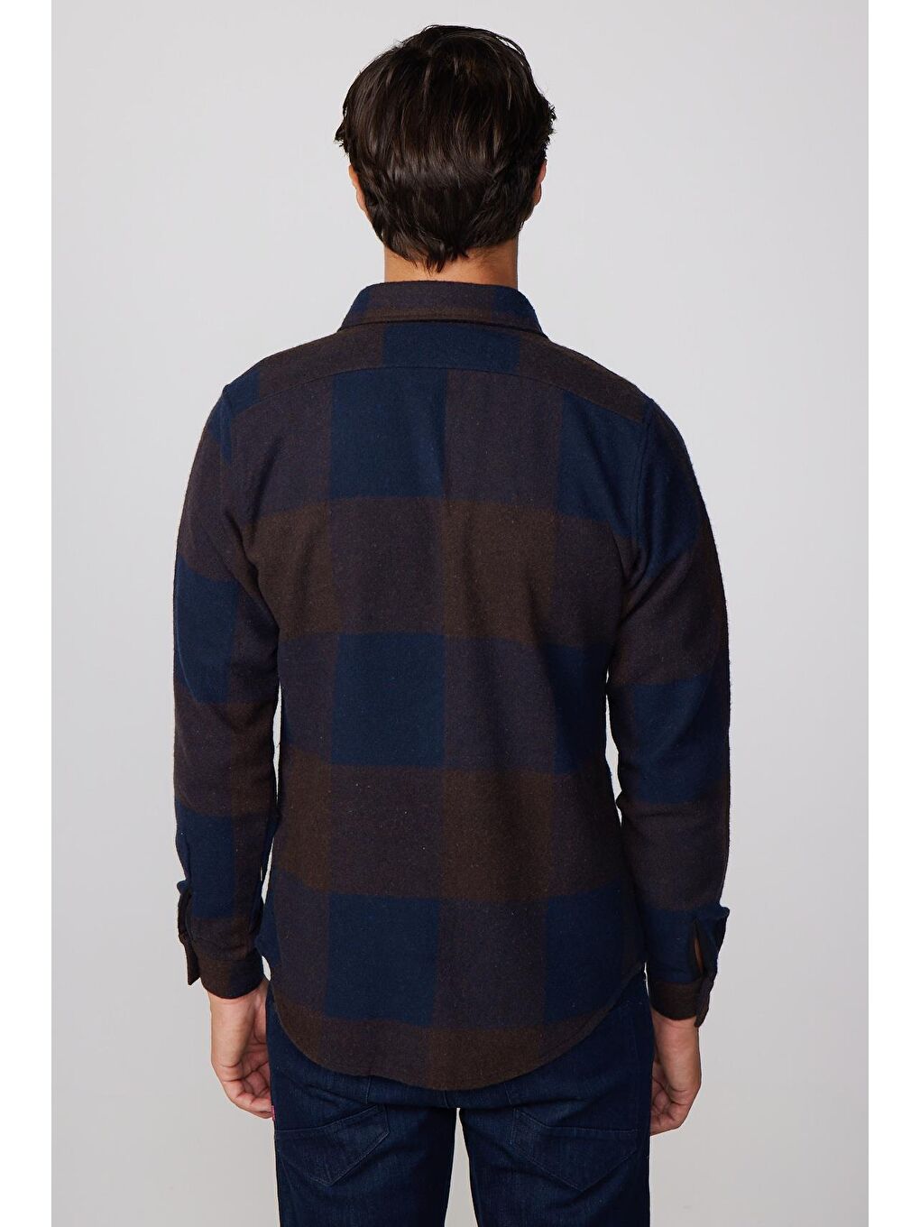 Karışık Slim Fit Büyük Kareli Çift Cepli Oduncu Erkek Gömlek-4
