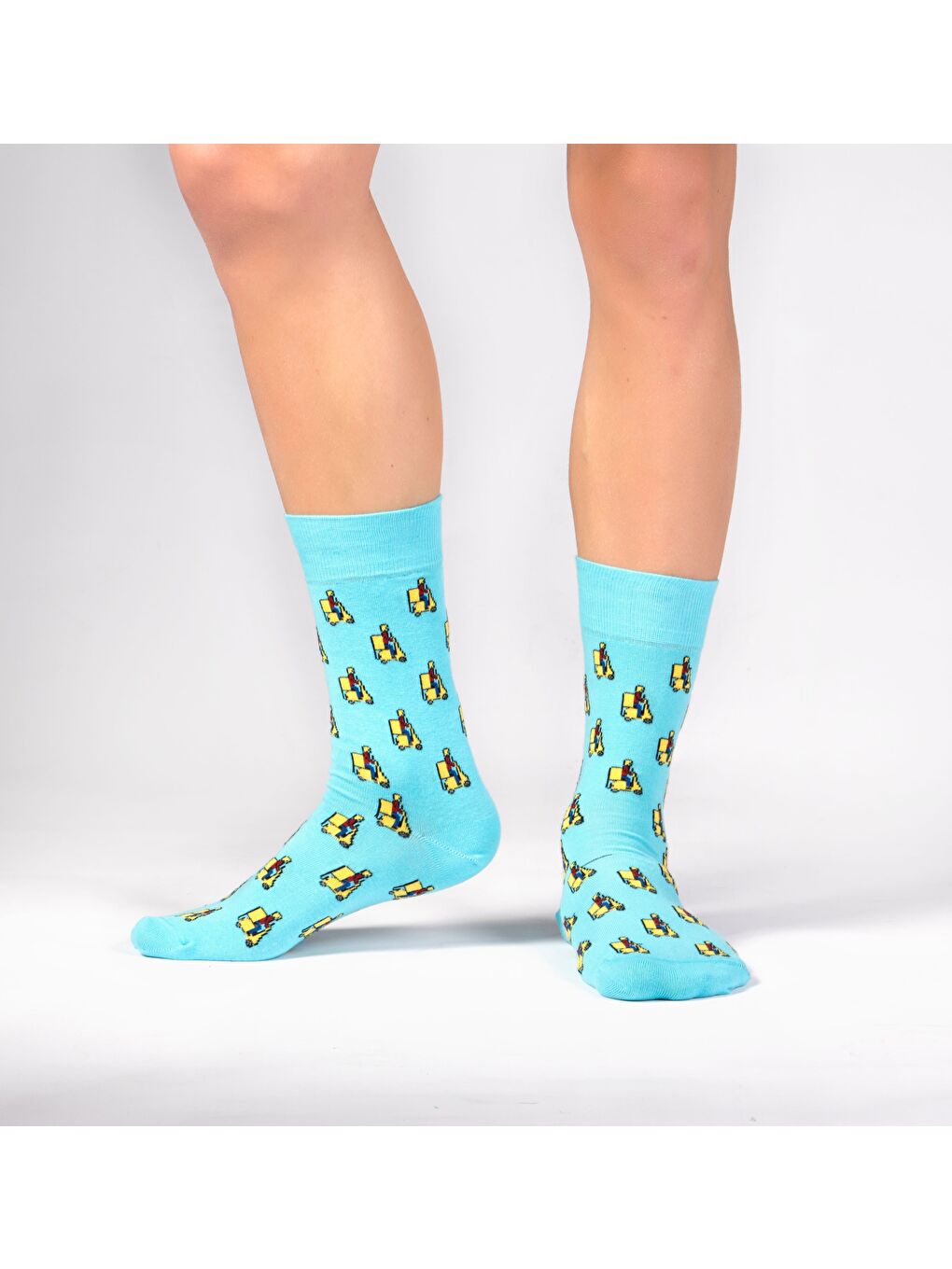 Turkuaz Moto Desenli Soket Çorap-1
