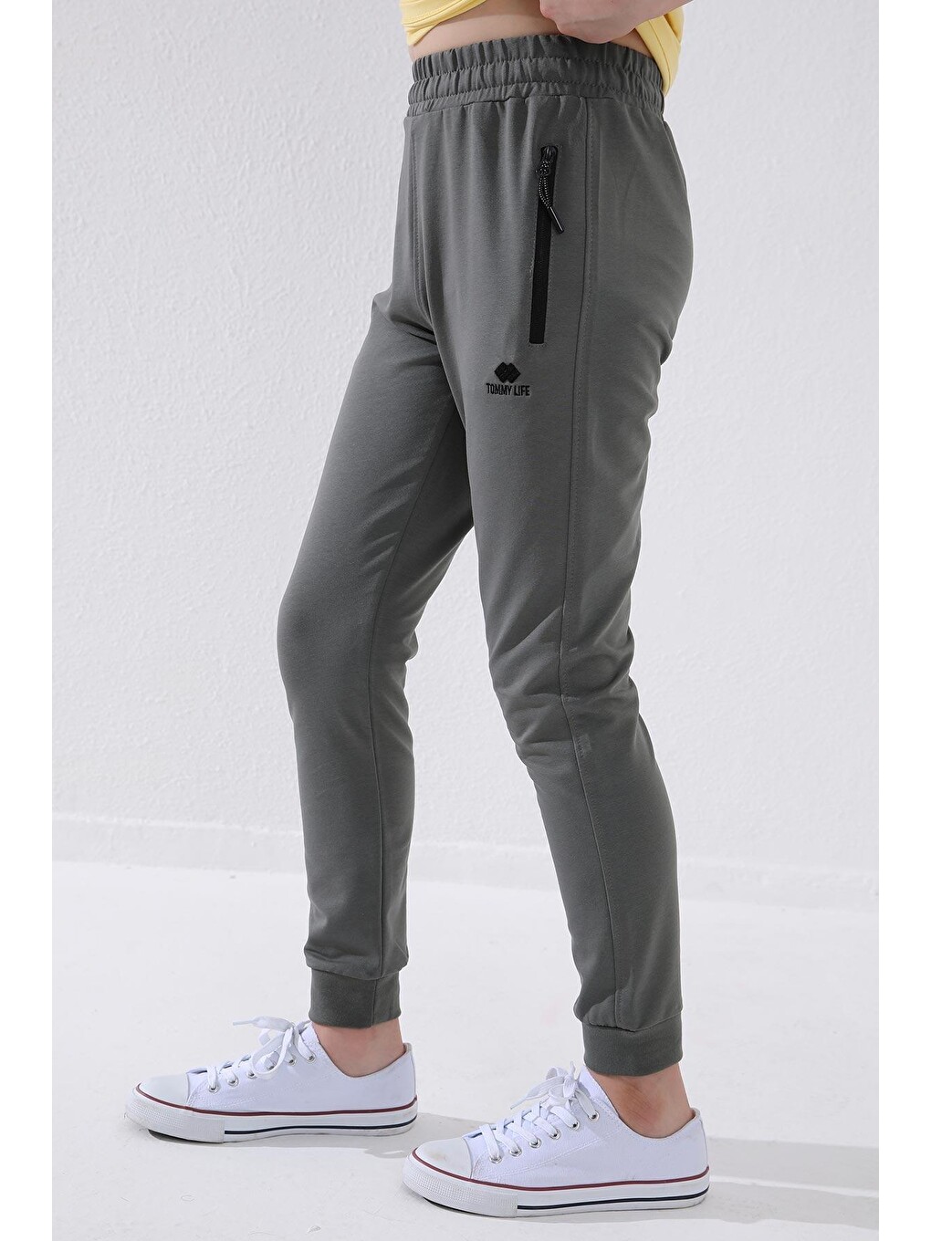 Yeşil Çağla Erkek Çocuk Jogger Fermuarlı Cep Standart Kalıp Manşetli Eşofman Alt - 64042-1