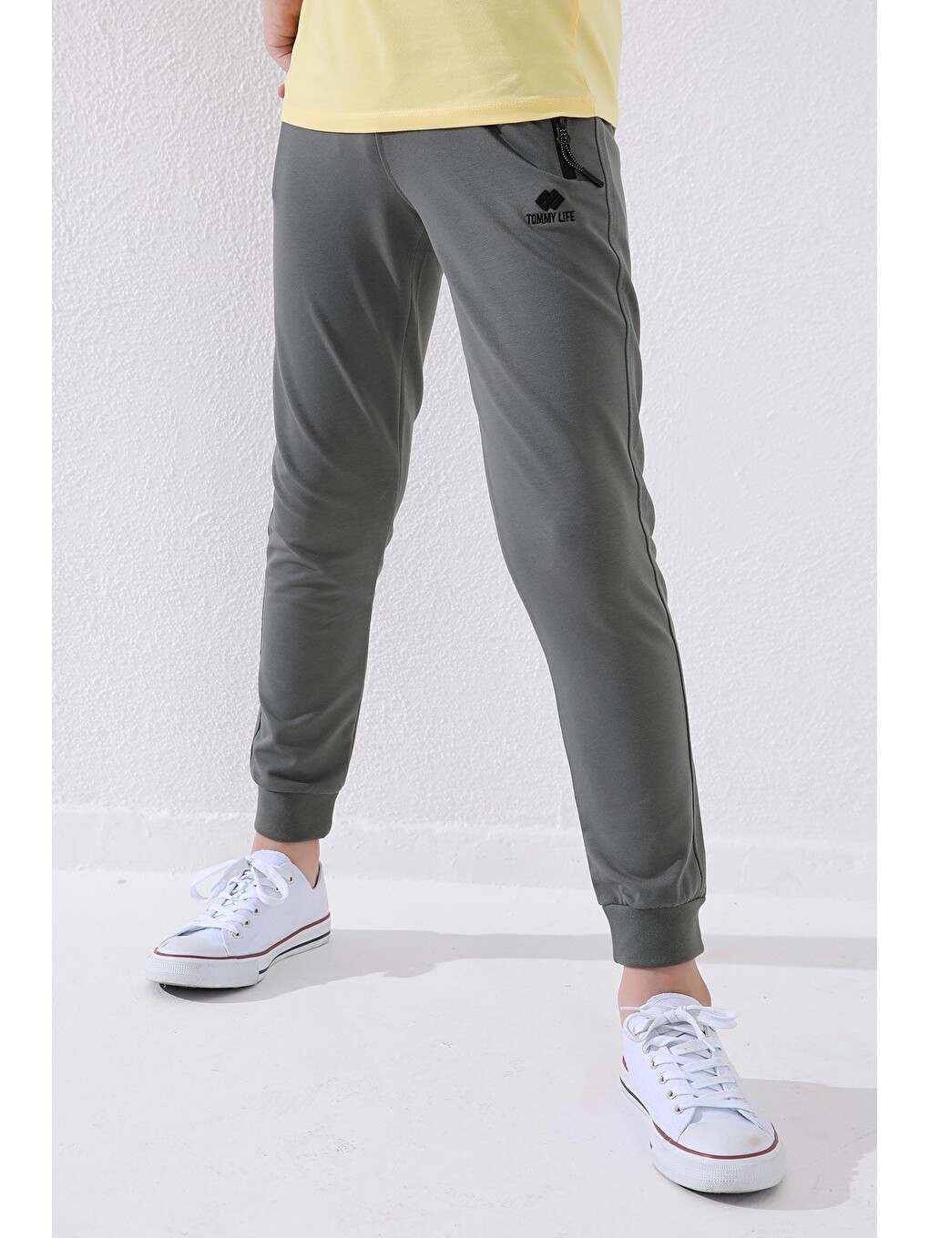 Yeşil Çağla Erkek Çocuk Jogger Fermuarlı Cep Standart Kalıp Manşetli Eşofman Alt - 64042-2
