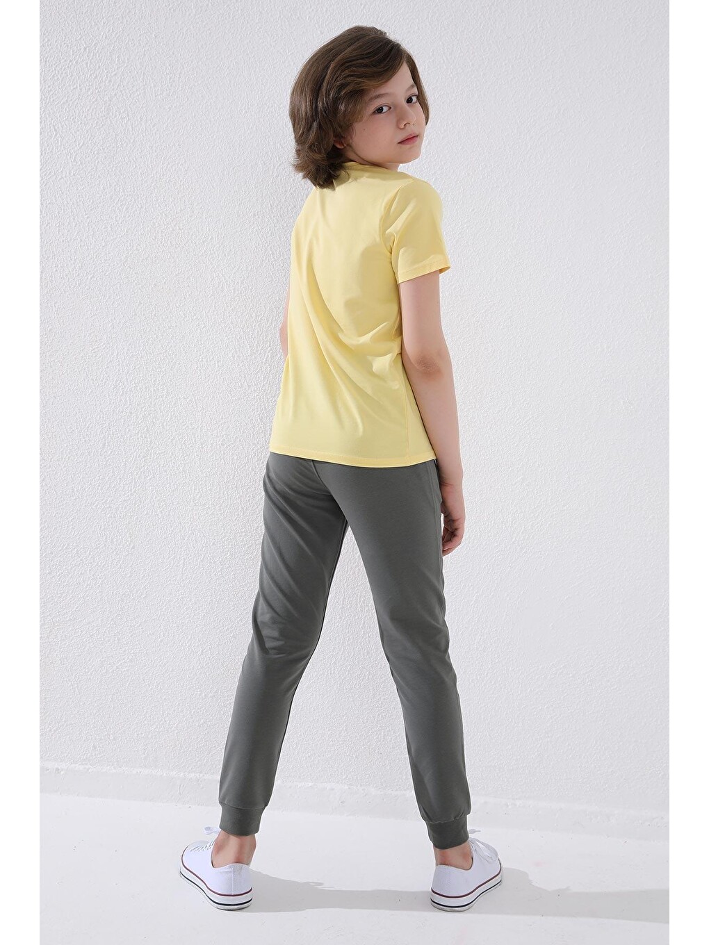 Yeşil Çağla Erkek Çocuk Jogger Fermuarlı Cep Standart Kalıp Manşetli Eşofman Alt - 64042-4