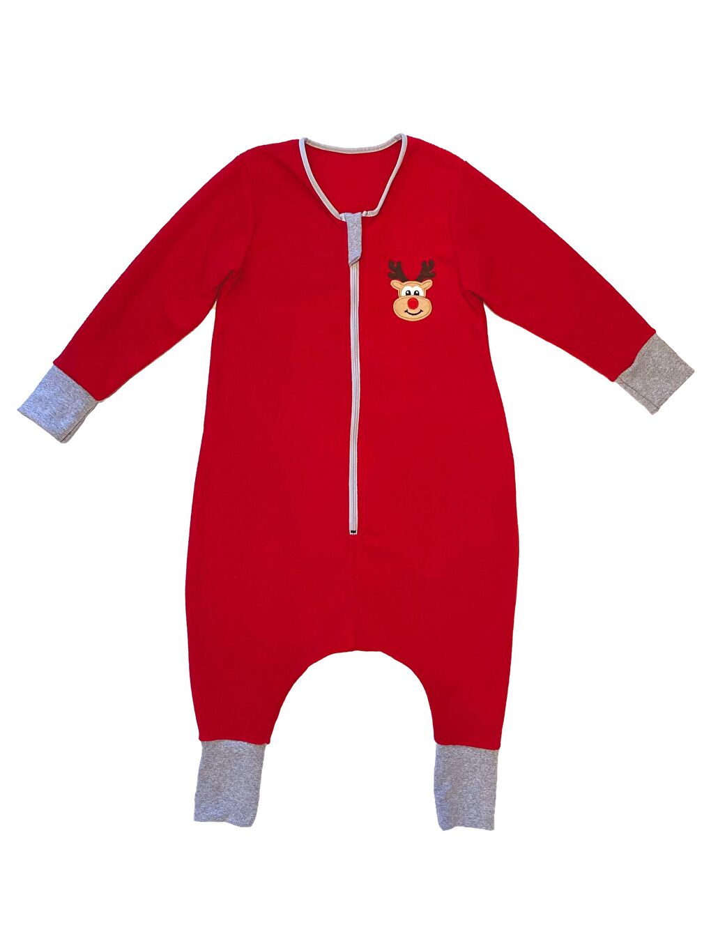 Yorni Açık Kırmızı Unisex Bebek/Çocuk Yılbaşı Nakışlı 2 Tog Polar Uyku Tulumu