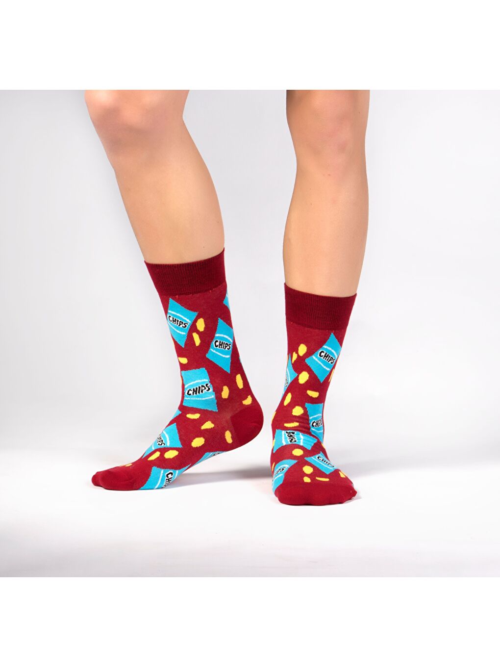 Kırmızı Chips Desenli Soket Çorap-1