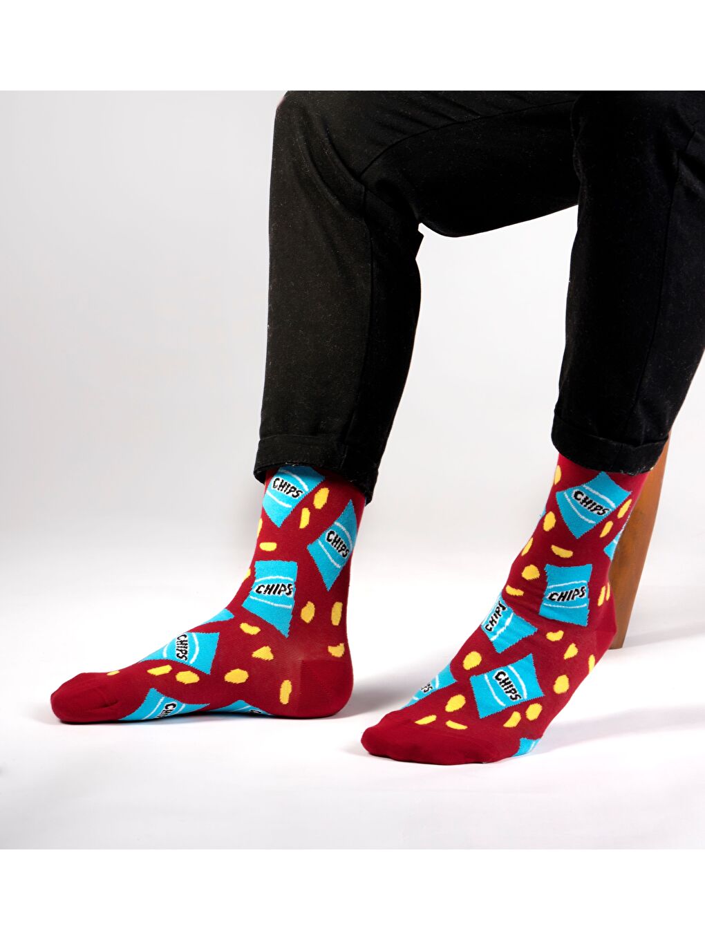 Kırmızı Chips Desenli Soket Çorap-2