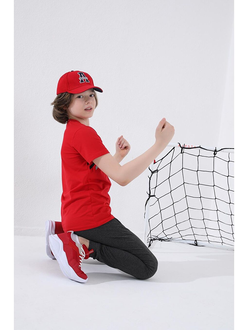 Antrasit Melanj Erkek Çocuk Jogger Fermuarlı Cep Standart Kalıp Manşetli Eşofman Alt - 64042-4