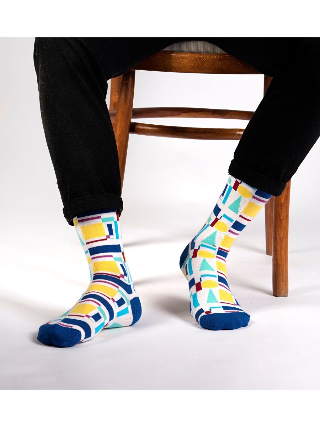 Beyaz Square Desenli Yılbaşı Temalı Soket Çorap-3