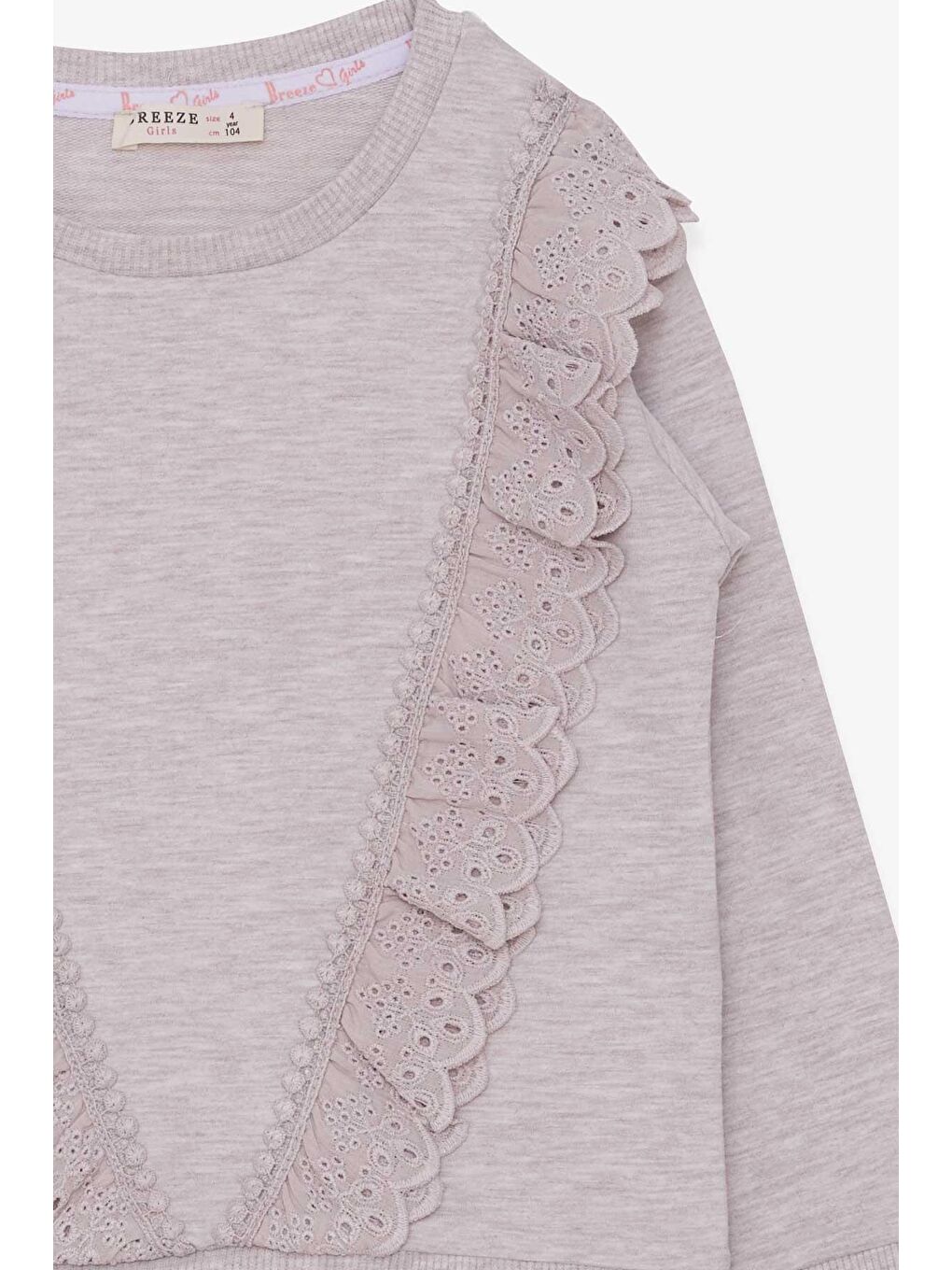 Kız Çocuk Sweatshirt Güpürlü Bej Melanj (4-9 Yaş)-2