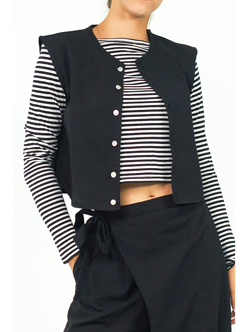 Siyah Fair Yelek Bluz-1