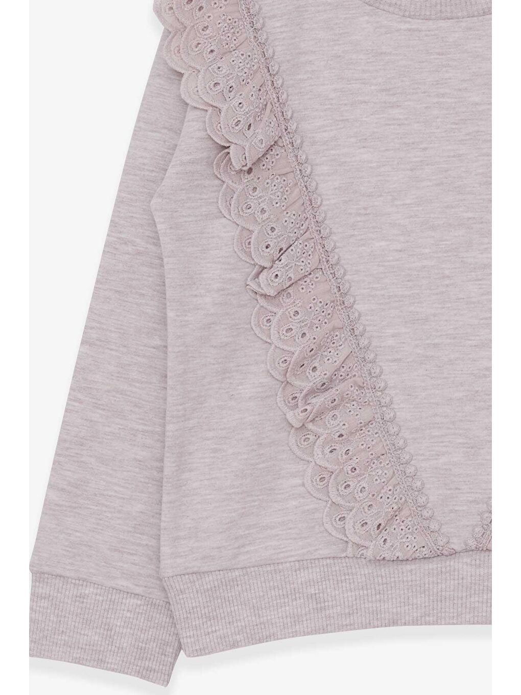 Kız Çocuk Sweatshirt Güpürlü Bej Melanj (4-9 Yaş)-3