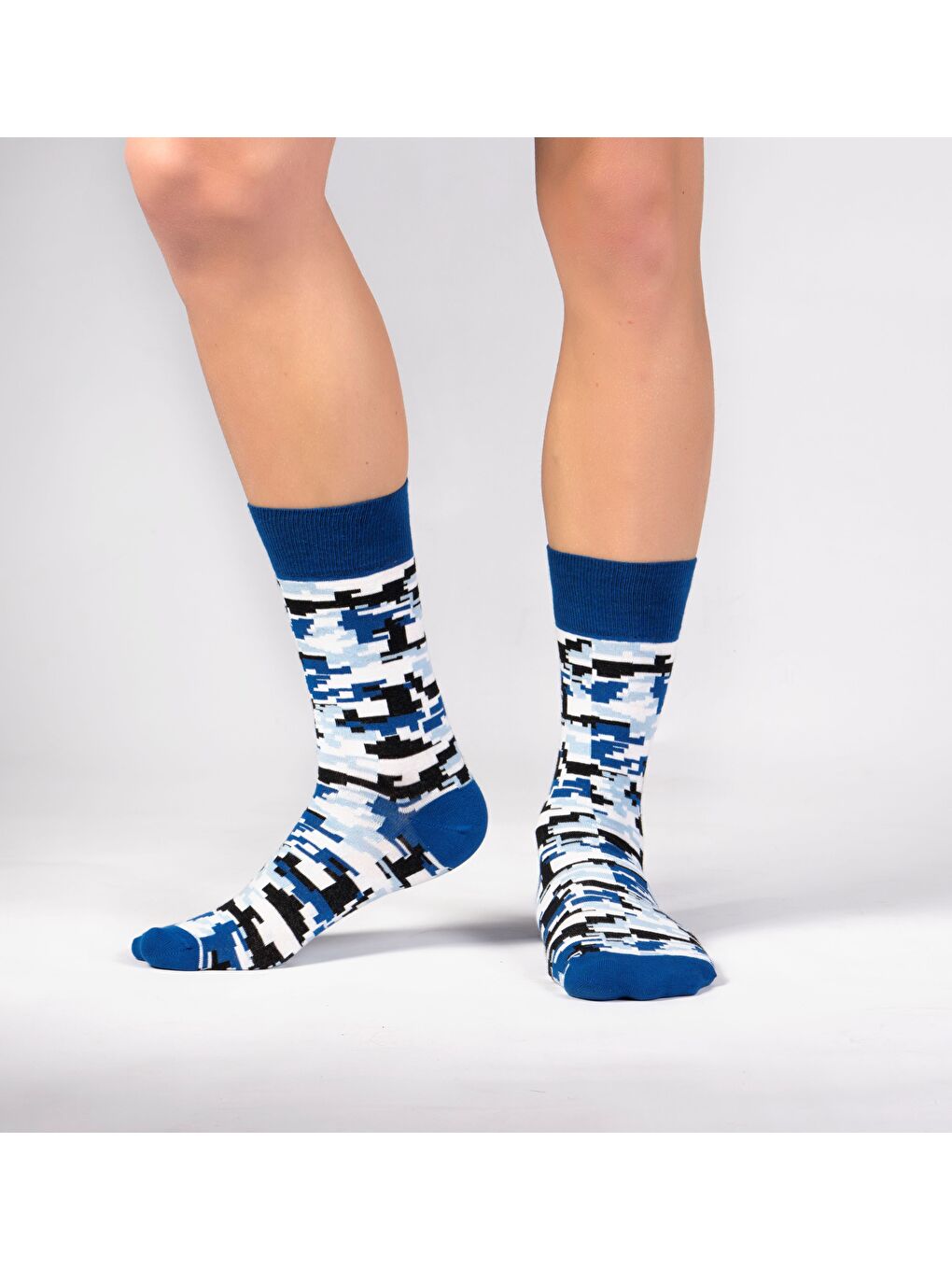 Mavi Camou Desenli Soket Çorap-1