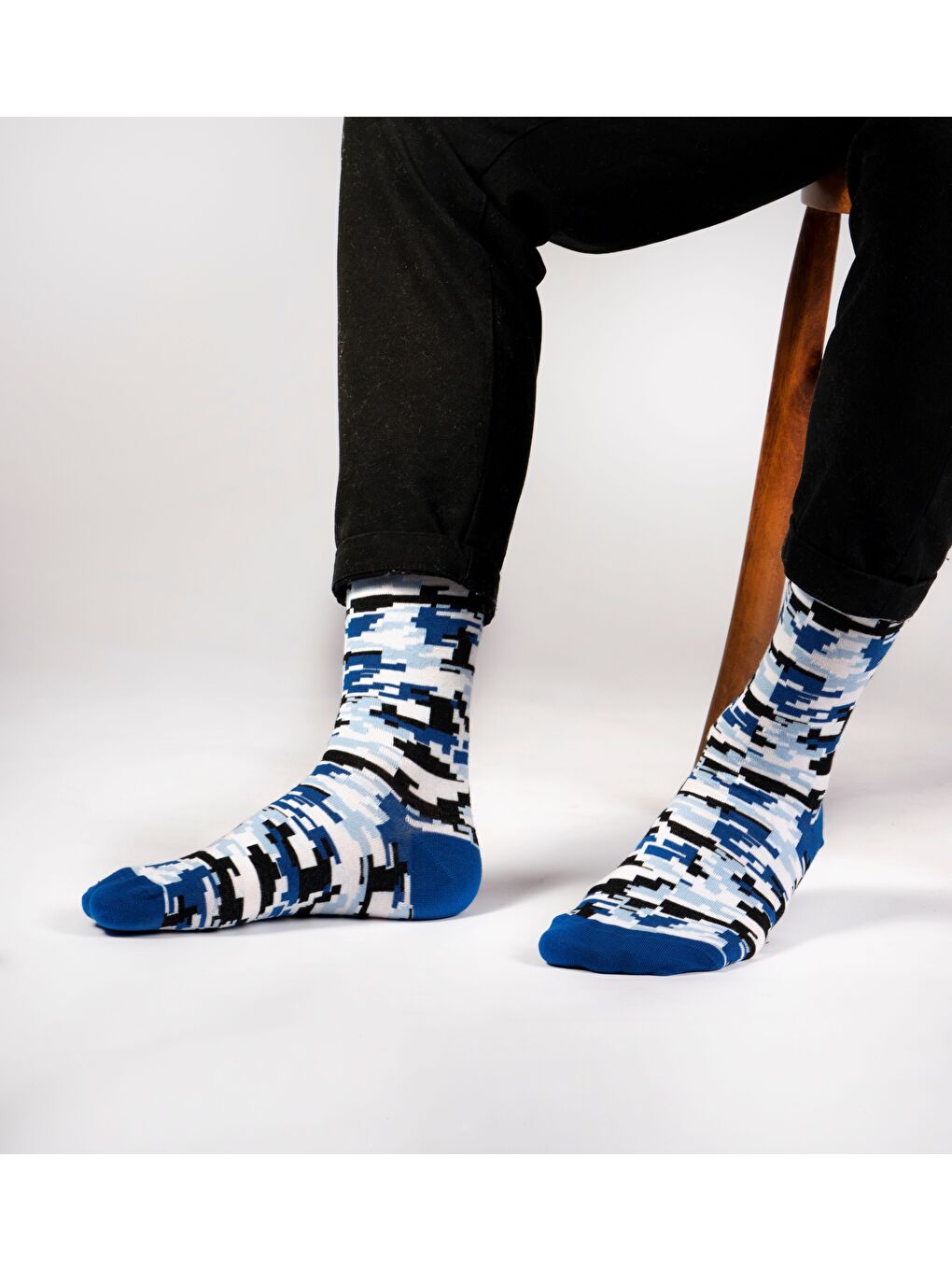 Mavi Camou Desenli Soket Çorap-2