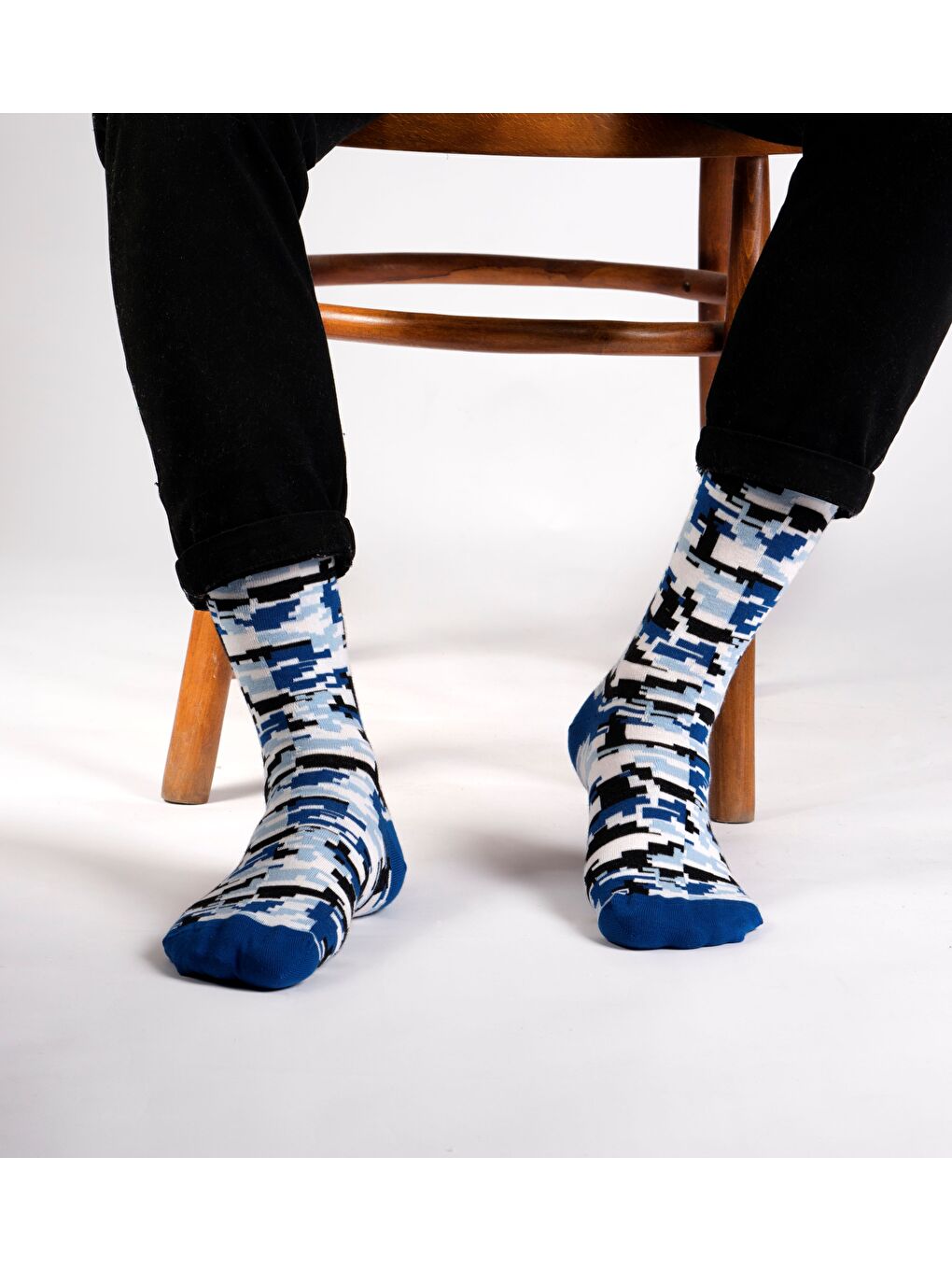Mavi Camou Desenli Soket Çorap-3