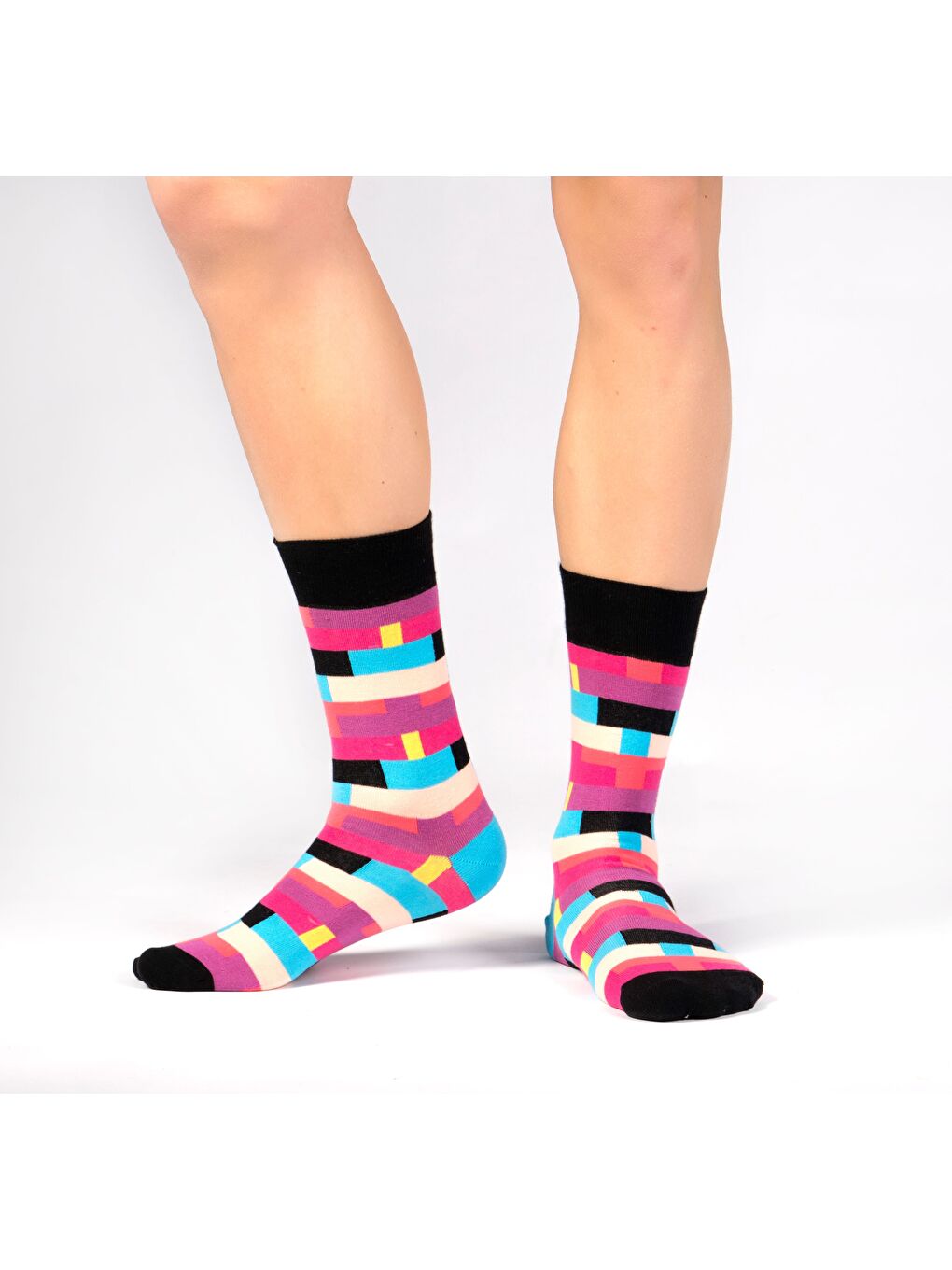 Fuşya Box Desenli Soket Çorap-1