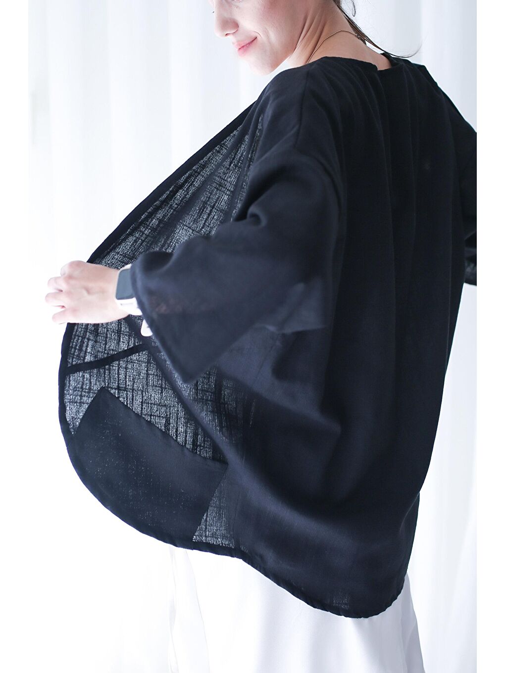 Catz Clothes Kadın Ceket  + Siyah Vera Keten Short Kimono - 1