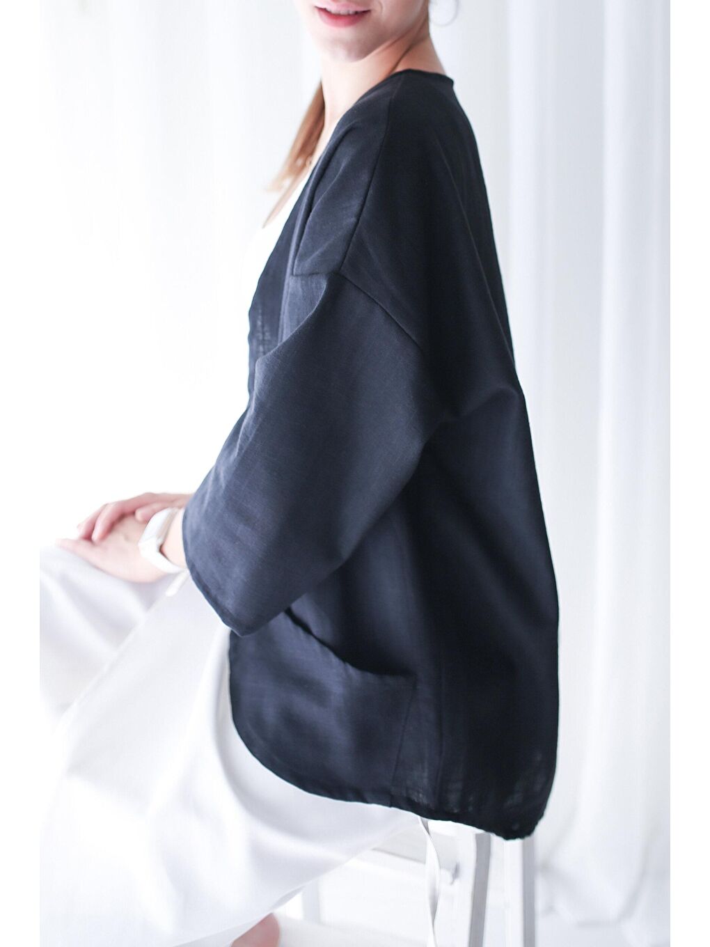 Catz Clothes Kadın Ceket  + Siyah Vera Keten Short Kimono - 2