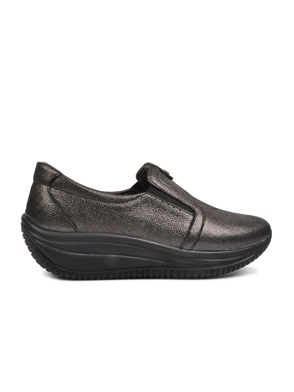 Gri Hakiki Deri Kadın Klasik Ayakkabı