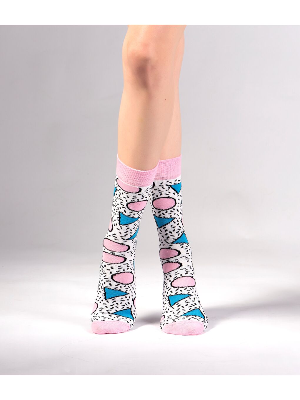 Beyaz Dots Desenli Çorap-1